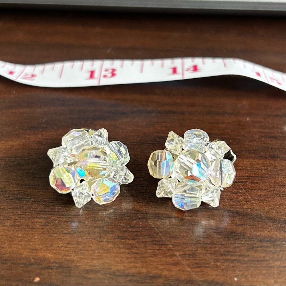 Crystal Flower clip on earrings